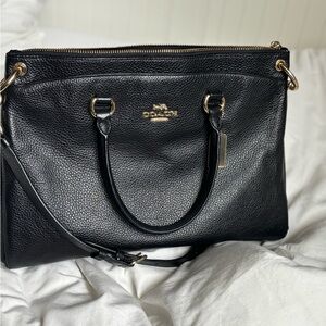 Coach Black Pebbled Leather Satchel with Gold Hardware